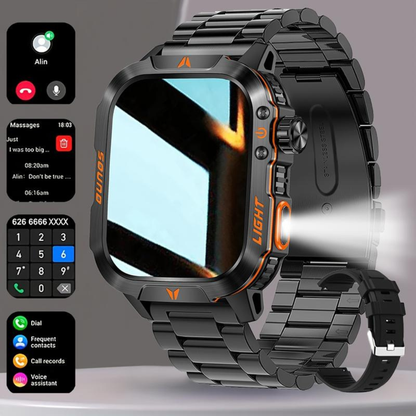 Military Smart Watch, Sports Smartwatch with LED Flashlight Compass