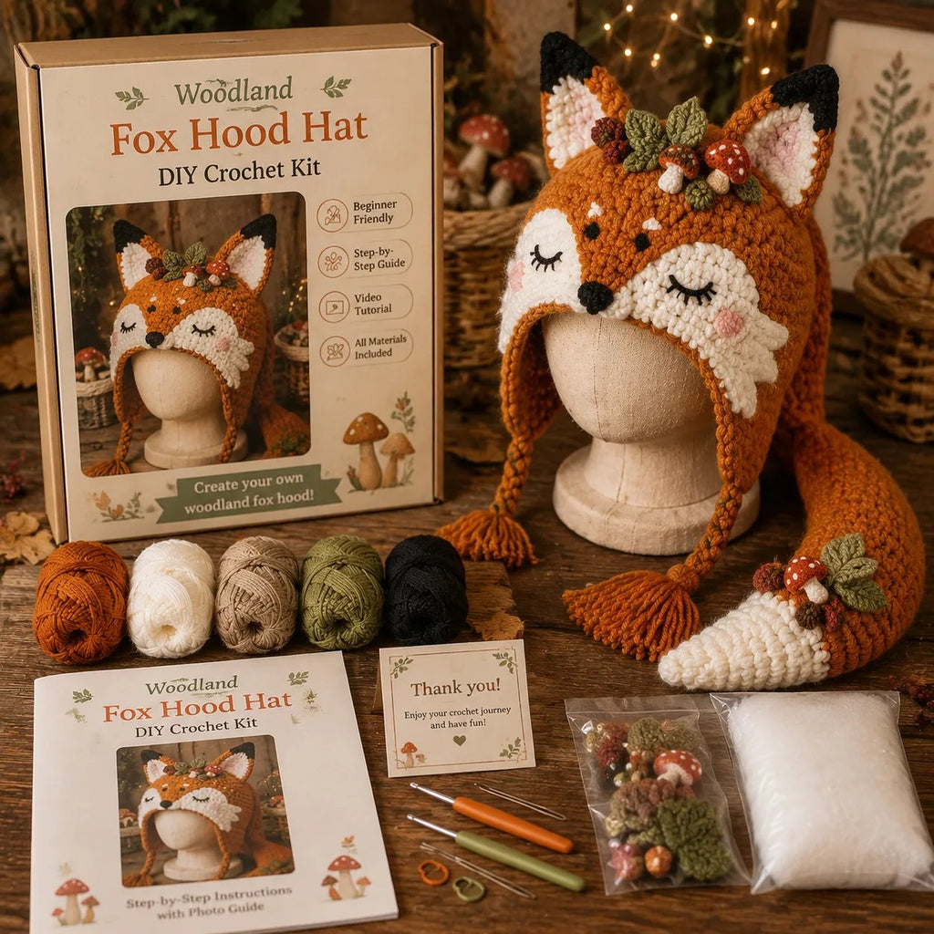 🐉✨ Fantasy Hood Hat DIY Crochet Kit | Premium Soft Yarn Materials with Step-by-Step Guide DIY Handmade Wearable Character Hood 🧶🎭