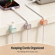 6 Pack Magnetic Cable Clips, Adjustable Cable Holder, Smooth Cord Organizer with Adhesive Backing for Under Desk, Office, Home, Car & Wall