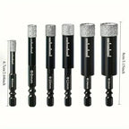 🔥Dry Diamond Drill Bit Set 🛠 Hex Shank Brazed Hole Saw for Tile, Glass & Granite