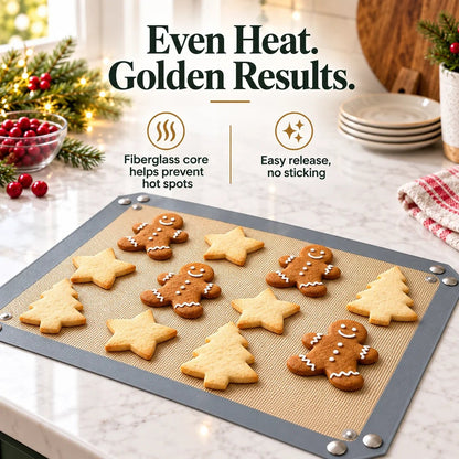 ⏰LAST DAY 50% OFF -Snap-Lock Silicone Baking Mat -2in-1 Nonstick Oven Liner & RaisedEdge Roasting Mat