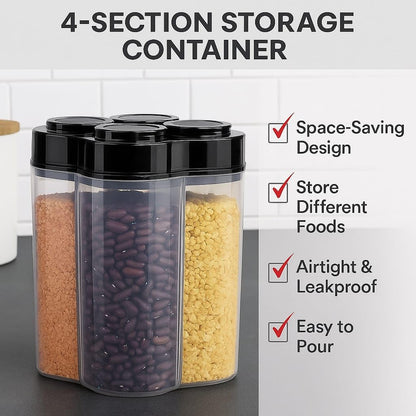 4 Section Transparent Storage Container with Lid (2500 ML) | Multi-Purpose Organizer Box for Snacks, Dry Fruits, Spices & Kitchen Essentials: f