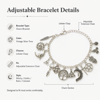 Vintage Witchy Charm Bracelet | Celestial Gothic Boho Jewelry for Women