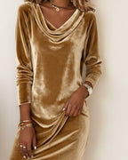 The Fall/Winter Daily Gem: Fashionable Cowl Neck Dress. Warm & Chic