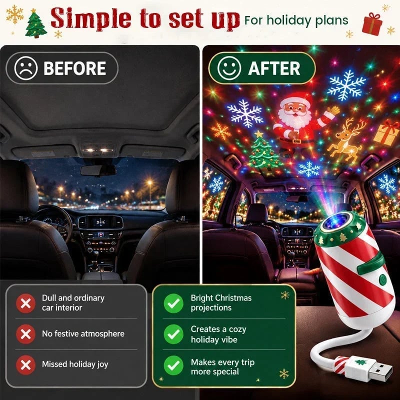 🎅Last Day 49% OFF🎄Merry Ride Christmas Car Projector Light