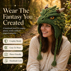 🐉✨ Fantasy Hood Hat DIY Crochet Kit | Premium Soft Yarn Materials with Step-by-Step Guide DIY Handmade Wearable Character Hood 🧶🎭