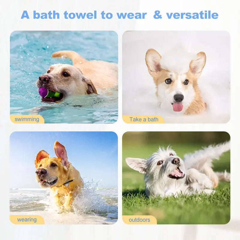 pet bath accessory Two-color dog bathrobe towels in sizes S, M, and L, super absorbent pet bathrobes suitable for small, medium, and large dogs, quick-drying, adjustable design, perfect for pet dogs.
