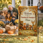Welcome to Grandma & Grandpa's House Personalized Garden Flag, Autumn Forest Creative Gift for Grandparents