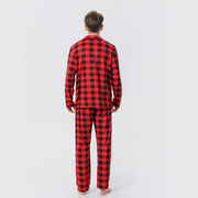 Red Plaid Stand Collar Matching Family Christmas Pajamas