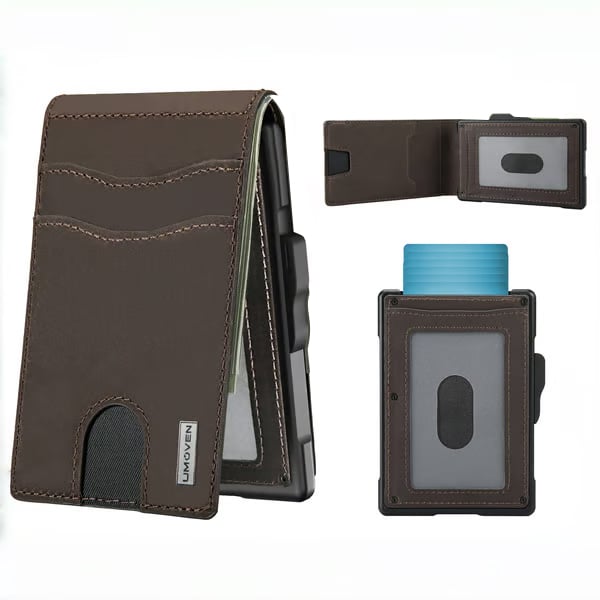 🔥LAST DAY SALE 49% OFF-🔥Minimalist Pop-Up Wallet for Men – RFID Blocking Aluminum Card Holder with ID Window & Leather Front Pocket