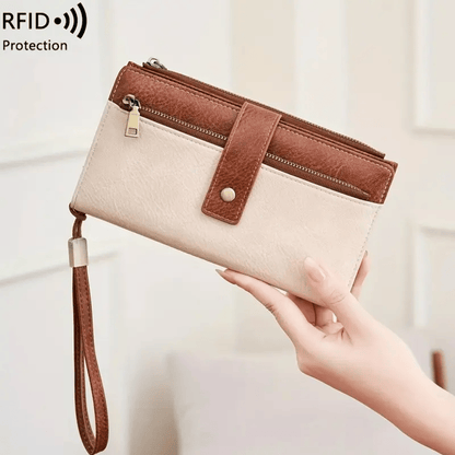 🔥Last Day 49% OFF🔥RFID Blocking Women's Long Wallet: Stylish Solid Leather Clutch (Large Capacity)👛