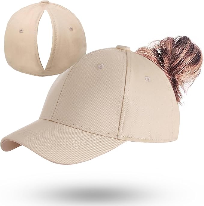 Ponytail Hat for Women – Adjustable Baseball Cap with Ponytail Opening for Running & Sports