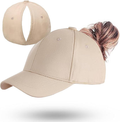 Ponytail Hat for Women – Adjustable Baseball Cap with Ponytail Opening for Running & Sports