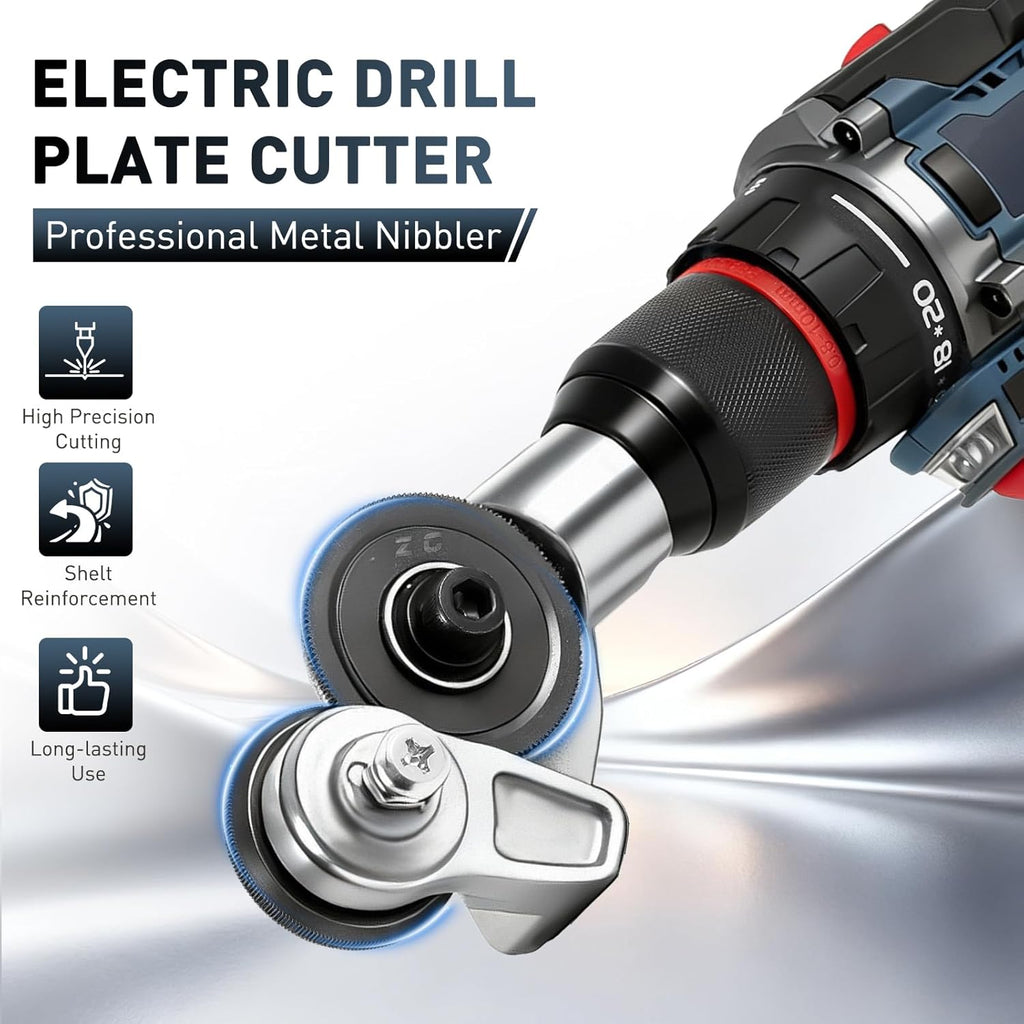 Metal Nibbler Drill Attachment – Effortless Clean Cuts Through Steel, Aluminum, Copper & Plastic Panels