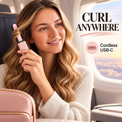 Nylo Pocket Curl-Cordless USB-C Mini Curling Brush with 3 Heat Settings