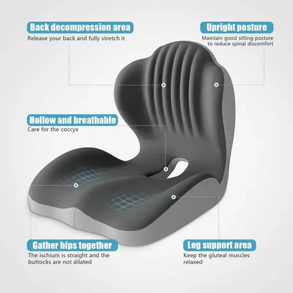 ❤️Ergonomic Memory Foam Seat Cushion with Lumbar & Back Support, Relieves Back Pain, Reduces Pressure
