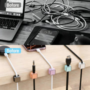 6 Pack Magnetic Cable Clips, Adjustable Cable Holder, Smooth Cord Organizer with Adhesive Backing for Under Desk, Office, Home, Car & Wall
