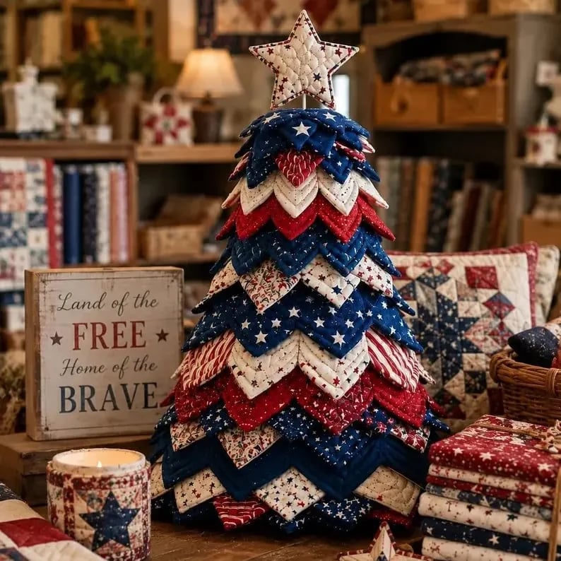 🔥LAST DAY 50% OFF - 🎄American Christmas Tree Quilt Kit – Easy Layered Fabric Holiday Décor for Quilting Lovers