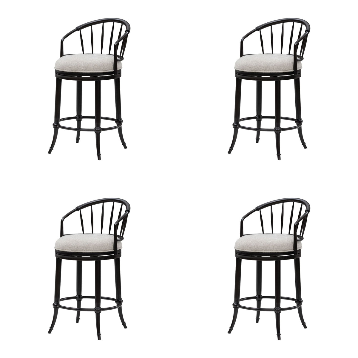 Luther - Commercial Grade Steel Frame Fabric Upholstered Swivel Counter Height Barstool