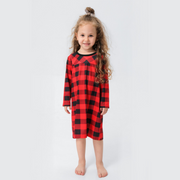 Red Plaid Stand Collar Matching Family Christmas Pajamas
