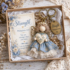🪽 Faith Guardian Keychain Scripture Gift Set Collection | Layered Fabric Charm. Inspirational Scripture Card & Ready-to-Gift Box Included 💕