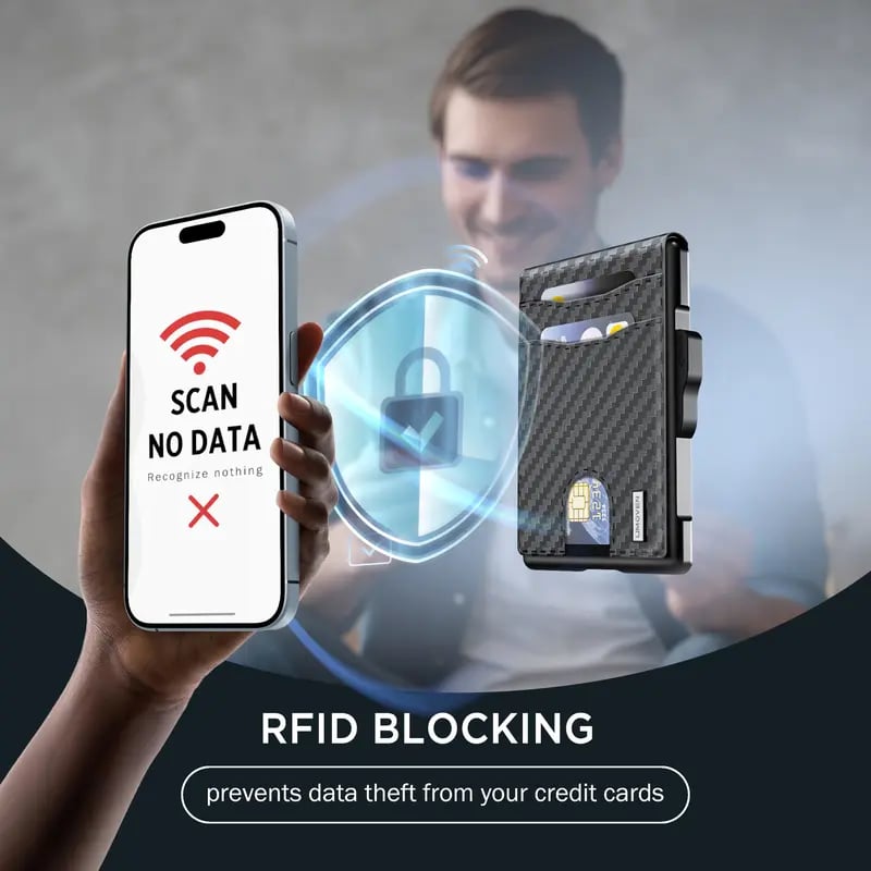 🔥LAST DAY SALE 49% OFF-🔥Minimalist Pop-Up Wallet for Men – RFID Blocking Aluminum Card Holder with ID Window & Leather Front Pocket