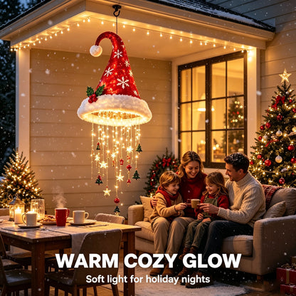🎅✨ Lighted Santa Hat Hanging Chandelier