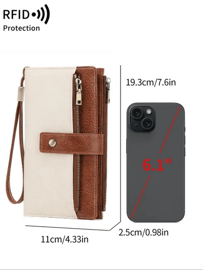🔥Last Day 49% OFF🔥RFID Blocking Women's Long Wallet: Stylish Solid Leather Clutch (Large Capacity)👛