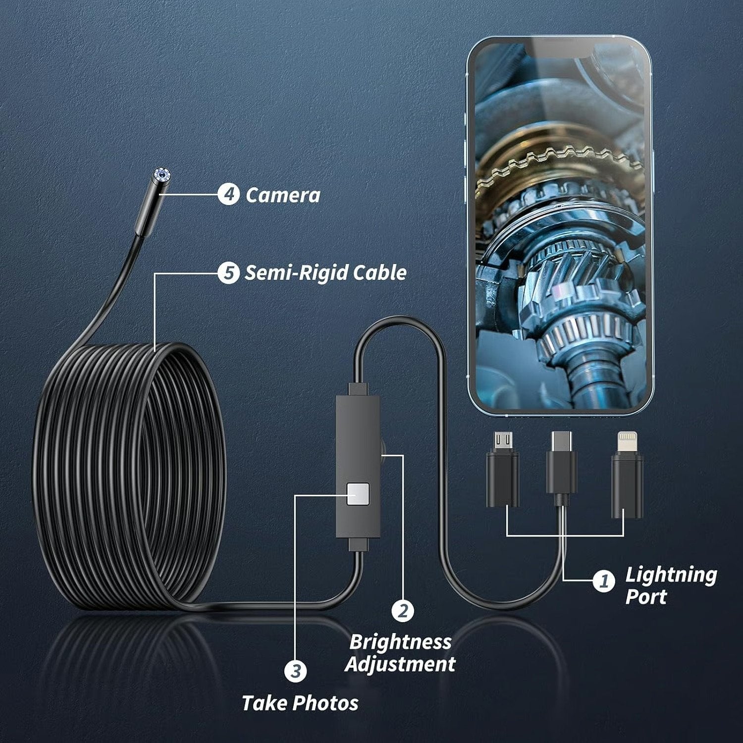 🔥LAST DAY SALE 49% OFF-🔎 Plug-and-Play Endoscope Camera - Compatible with Android & iPhone & ipad for Direct Connection