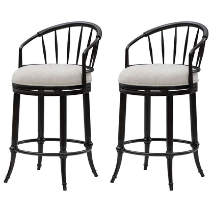 Luther - Commercial Grade Steel Frame Fabric Upholstered Swivel Counter Height Barstool