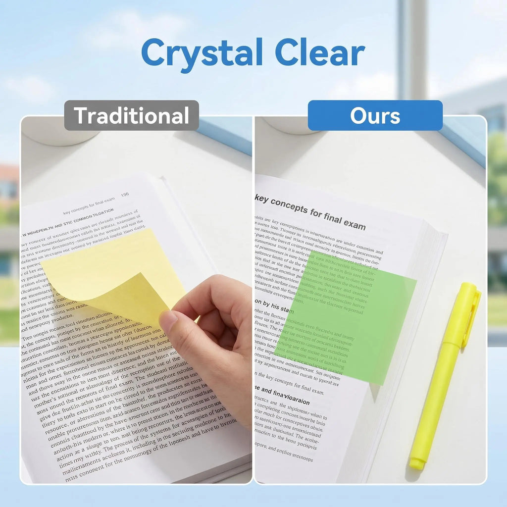 Transparent Pull-Out Sticky Notes (12 Boxes, 960 Sheets Total) - Office & School Supplies, Strong Adhesion, No Residue, 50 Reuses Per Sheet, Suitable for Office Work, Study