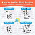 Math Teacher 4 in 1 Math Roller Stamp, Addition Subtraction Multiplication Practice Tool, Math Stamp Ink Roller for Kids Ages 5-9 1st 2nd 3rd Grade Classroom Homeschool Home Use, Math Gift for Kids, Summer Learning | GoldenEgg