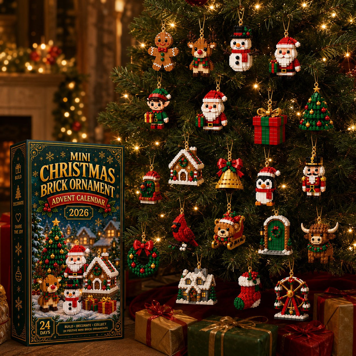 ⏳ Last day to save 49% – 🎄 24-Day Mini Christmas Ornament Advent Calendar | 24 unique festive buildable designs with hanging loops—perfect for decorating Christmas trees. wreaths. and holiday displays 🧱
