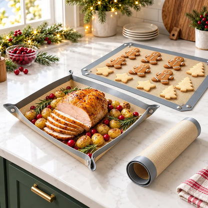 ⏰LAST DAY 50% OFF -Snap-Lock Silicone Baking Mat -2in-1 Nonstick Oven Liner & RaisedEdge Roasting Mat