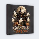 Grandma's Boo Crew Personalized Halloween Square Canvas for Grandmother - Custom Kids Name Ghost Wall Art Decor