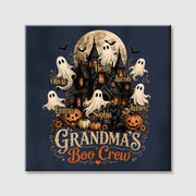 Grandma's Boo Crew Personalized Halloween Square Canvas for Grandmother - Custom Kids Name Ghost Wall Art Decor