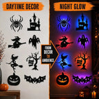 🎃8 Pack Halloween LED Silhouette Wall Light Stickers. Battery Powered Peel & Stick Decor Lights