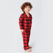 Red Plaid Stand Collar Matching Family Christmas Pajamas