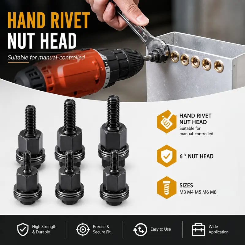 🏆LAST DAY SALE 49% OFF🛠️Head Rivet Nut Tool. M3 M4 M5 M6 M8 Rivnut Kit.Carbon Steel Rivnut Set