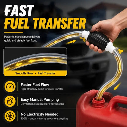 ⛽Manual Siphon Pump Kit with 1M Hose. Rubber Pump Bulb & 2 Hose Clamps. Liquid Transfer Pump for Fuel Water Oil. Car Boat Motorcycle