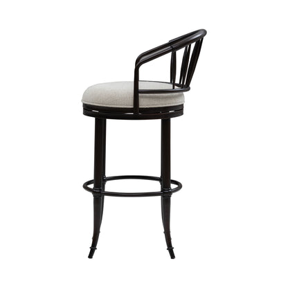 Luther - Commercial Grade Steel Frame Fabric Upholstered Swivel Bar Height Barstool