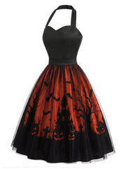 [Pre-Sale] Black 1950s Halter Sweetheart Neck Tulle Halloween Dress