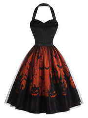[Pre-Sale] Black 1950s Halter Sweetheart Neck Tulle Halloween Dress