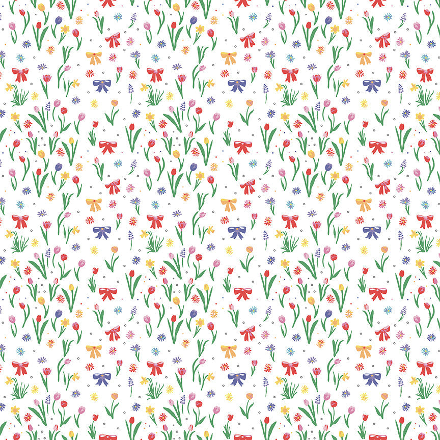 Dear Sweethearts Flowers, Bows & Polka Dots Yardage – Multi | American Jane | In Stock