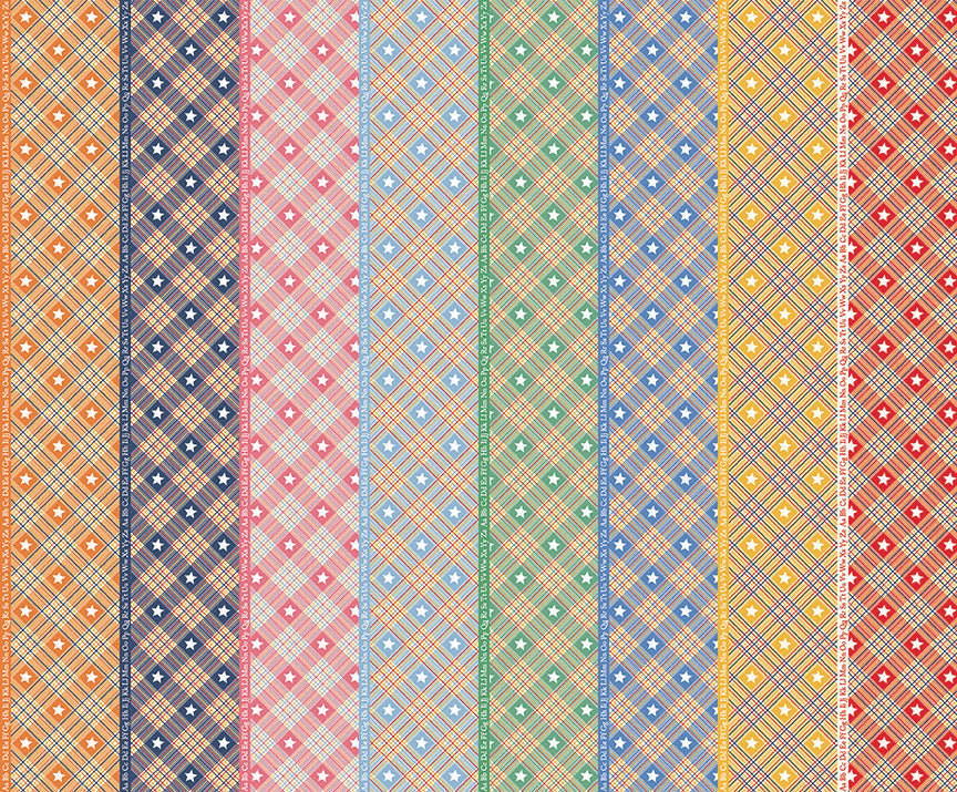 Dear Sweethearts Alphabet & Plaid Stripe Yardage – Multi | American Jane | In Stock