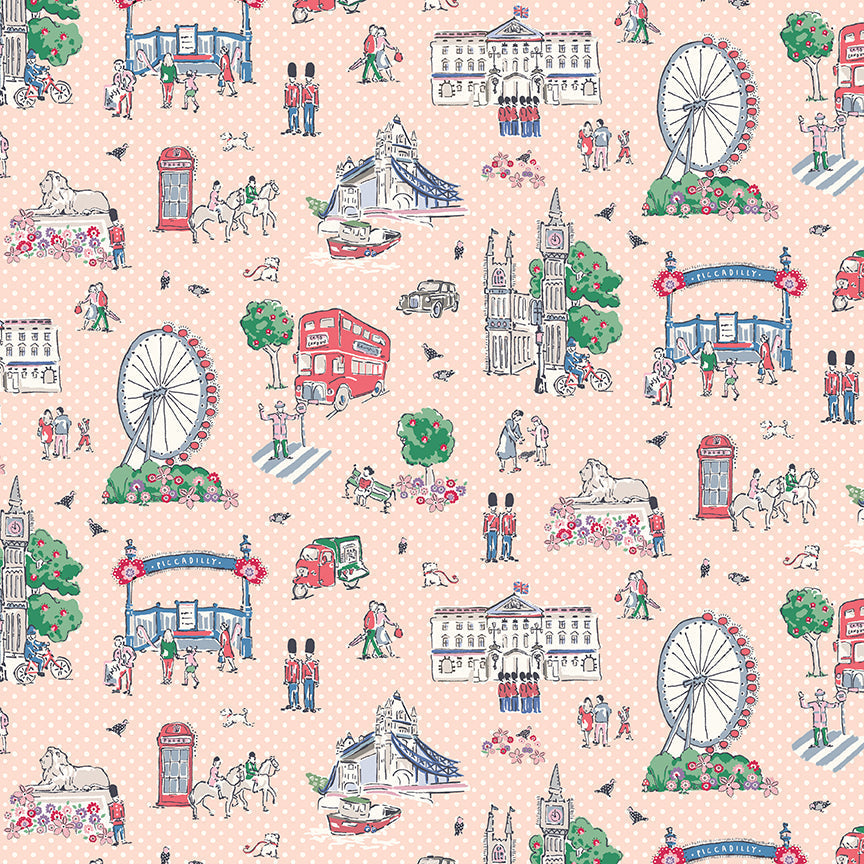 From London, With Love Main Scenic Yardage – Peach | Cath Kidston® | 50% Deposit Preorder | March 2027