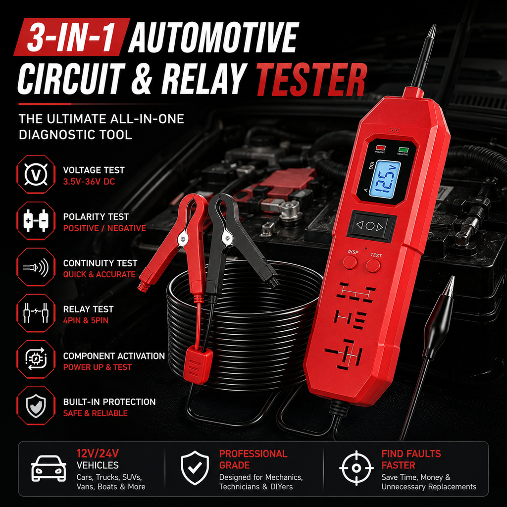 🛠️3-in-1 Automotive Power Circuit Probe & Relay Tester – 12V/24V Electrical Diagnostic Tool