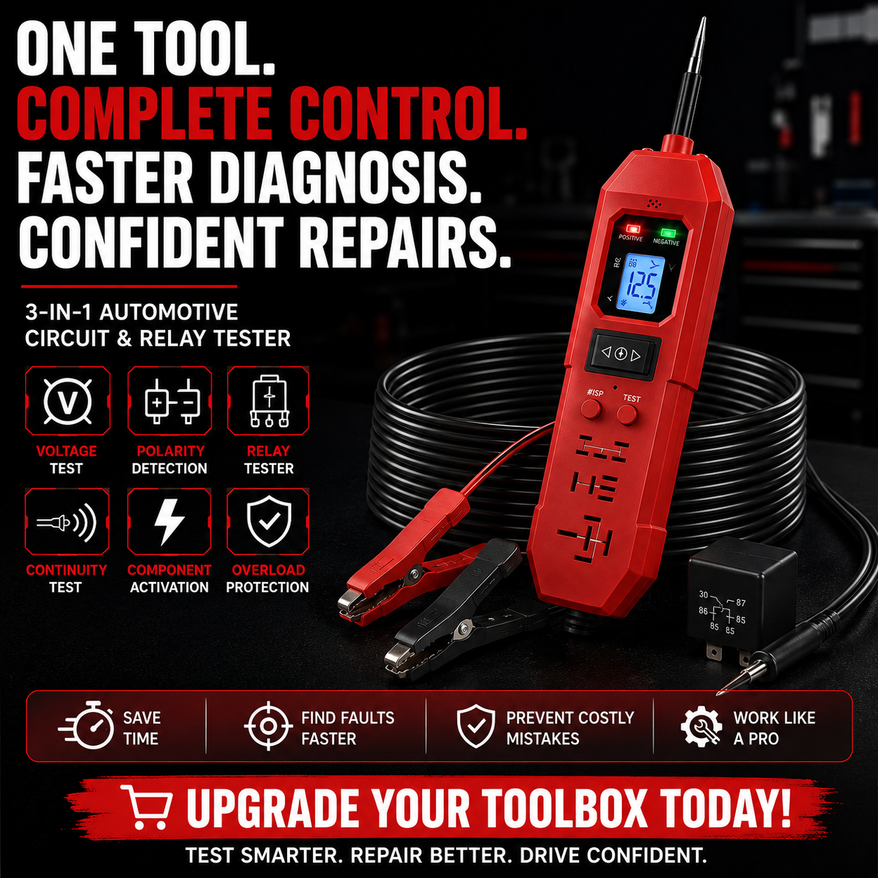 🛠️3-in-1 Automotive Power Circuit Probe & Relay Tester – 12V/24V Electrical Diagnostic Tool