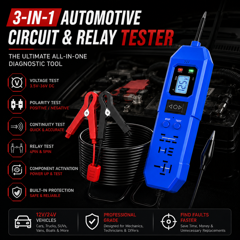 🛠️3-in-1 Automotive Power Circuit Probe & Relay Tester – 12V/24V Electrical Diagnostic Tool