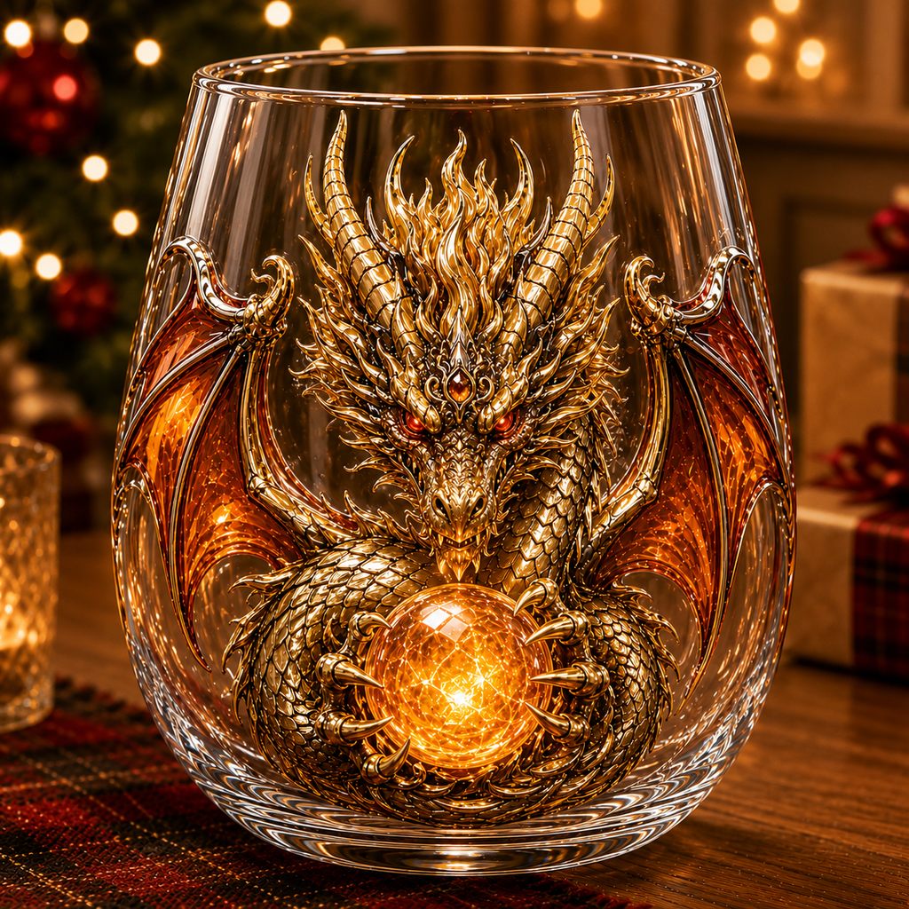 🐉Limited Edition 3D Mythic Dragon Glass Art Cup -✨Luxury Raised Fantasy Glassware for Whiskey, Home Bar Décor & Legendary Gifts 🎁